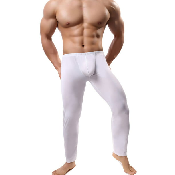 Ice Silk Men's Stretch Thermal Underwear Ultra Thin Long Johns Pants Top T-shirt 